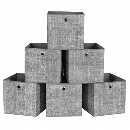 Förvaringslådor 6-pack Tyg kuber 30 x 30 x 30 cm Grå
