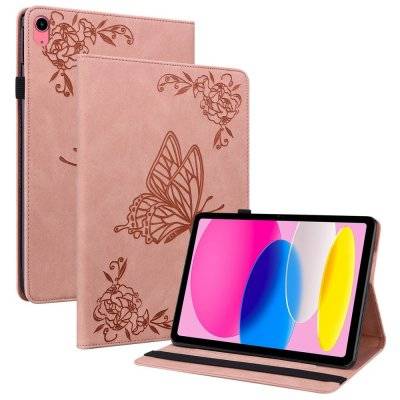 Läderfodral Apple iPad 11 11th Gen (2025) Fjärilar Rosa