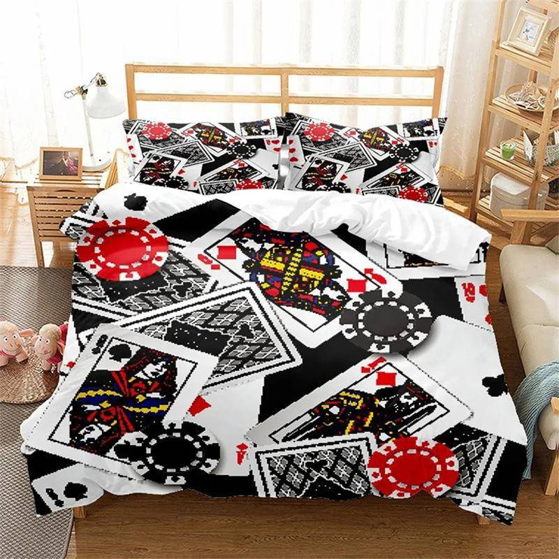 Premium Poker Cards Duvet Cover Player Games Card Table Games Theme For Women Men Teens For Bedroom Decorations Duvet Cover Queen King 173x218cm 2pcs