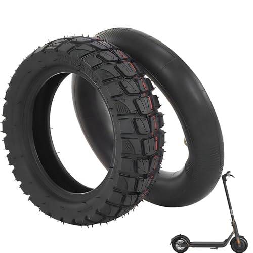Ezweiji 80/65-6 Däck med Innerslang 10x3.0, Offroad E-Scooter Reservdäck 10 Tum, Tjockt Gummidäck & Innerslang med Vinklad Ventil, Kompatibel med Kugoo M4 / Joyor/Zero 10X