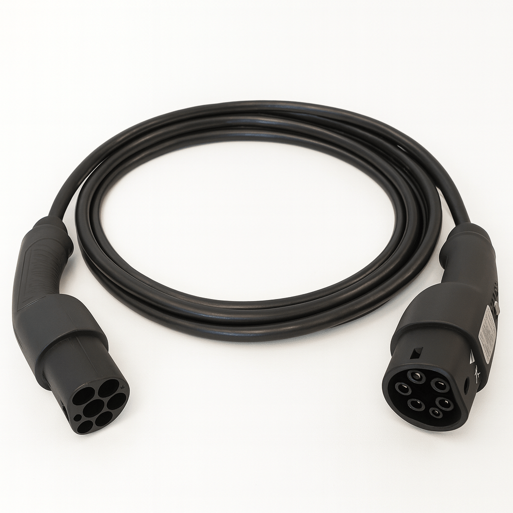 Laddkabel Typ 2 till Typ 2 11/22 kW 400 V 16/32A 3-fas med Teslaknapp Evconnect, 10m
