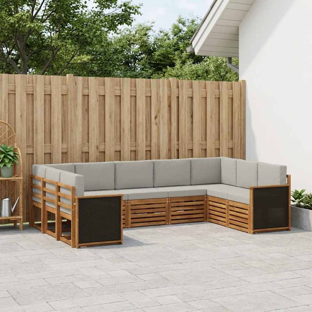 vidaXL Sektionalsofa sæt med pude 7 pcs Naturfarvet og lysegrå