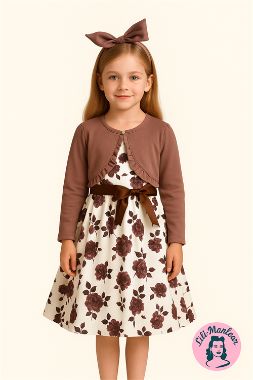 Børne swing kjole, Mini Miss Lillian, chokolade.