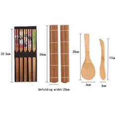 5 st/set bambu sushi maker set inklusive 2 st rullmatta ris spridare paddel 5 par &#xE4;tpinnar matlagningsverktyg - B