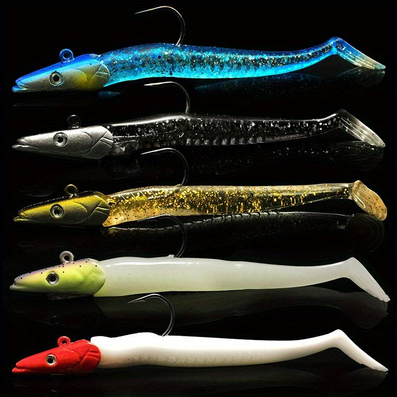 12.5cm/4.9in/22g Sinking Lead Head Bait 5-color Lures Fish Hooks Soft Bait Road Bait Luminous Fishing Gear