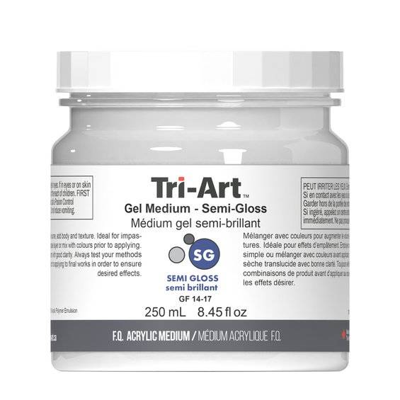 Tri-Art Gel Medium Semi Gloss 250 ml, halvblankt gelbaserat förtjockningsmedel för akrylfärg