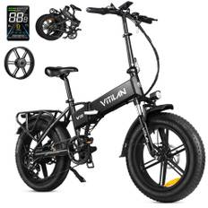 [EU Direkte] Vitilan V3 2.0 Elektrisk Cykel Hydrauliske Dobbelt Skivebremser 48V 13AH 750W Motor 20*4.0 tommer Dæk 50KM Max Rækkevidde 150KG Max Belastning Foldbar Elektrisk Cykel - Sort