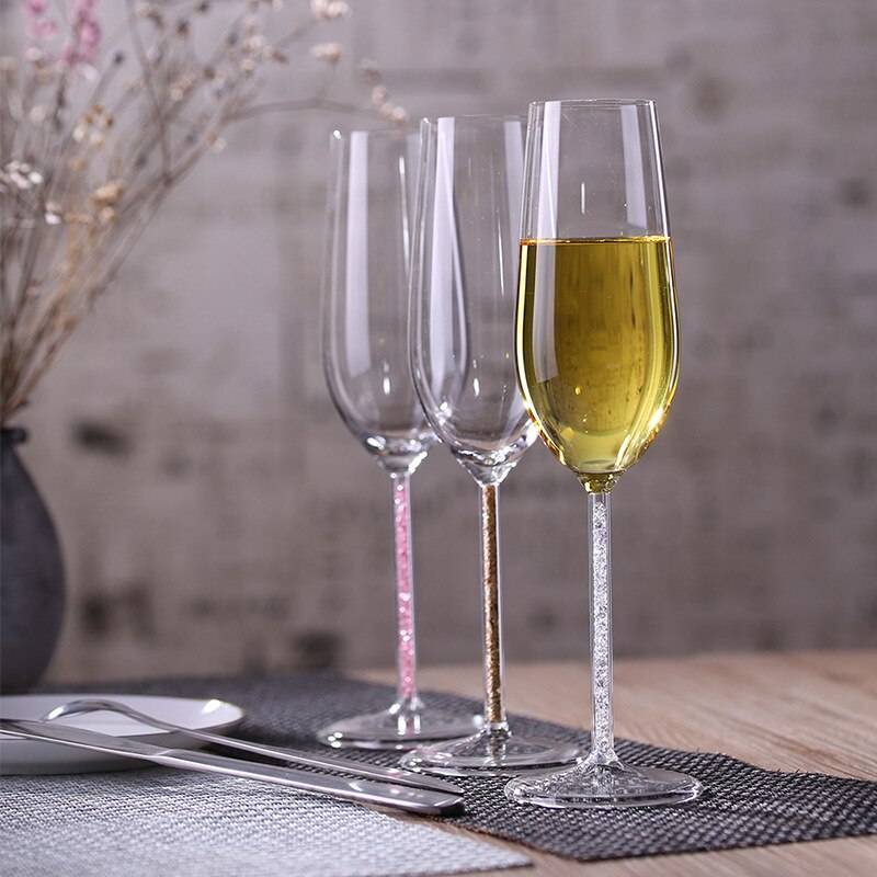 2 st bröllopsglasögon set europeisk stil diamantvinglas borosilikatglas champagnebägare alla 260ml dag #39