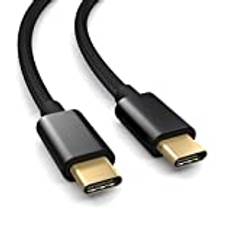 PAXO USB C till USB C-kabel 3 m, 10 Gbit/s (1,25 Gbyte/s), USB 3.2 Gen2 (3.0, 3.1), USB typ C laddningskabel och datakabel, svart