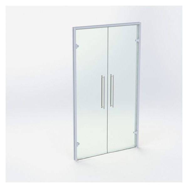 Dobbelt Glasdør - Mat Sølv - M12: 1190 x 2090 mm - (2 aktiv).