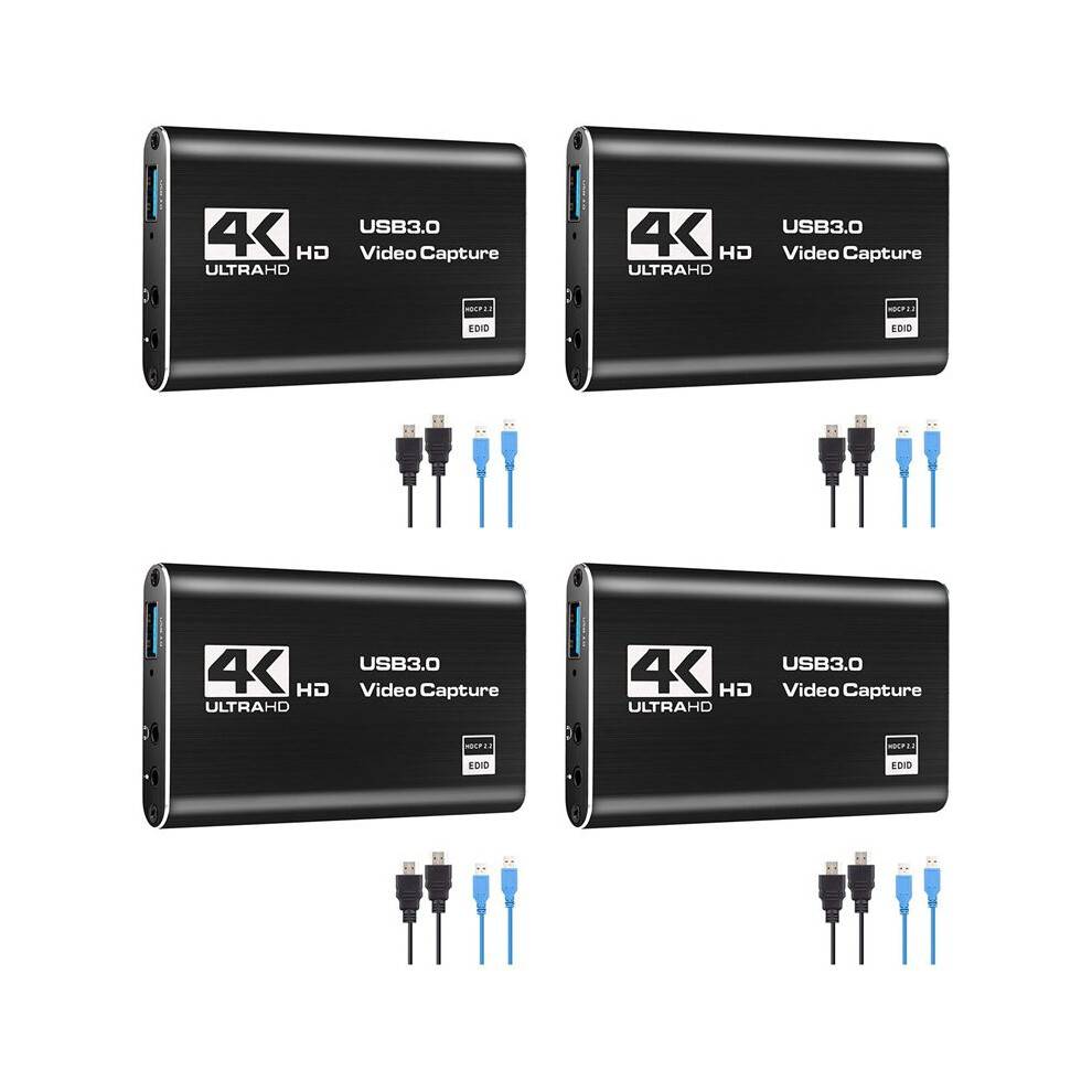 4X Audio Video Capture Card, 4K USB 3.0 Capture Adapter Video Converter for Gaming Streaming Live Broadcast Recording