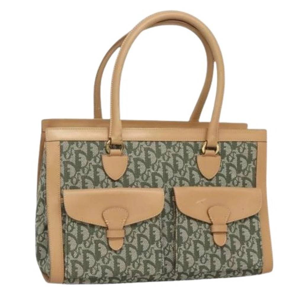 Dior Vintage Pre-owned Vintage Trotter Double Pocket Tote - Vintage - Dame - Grøn - ONE SIZE - Uld