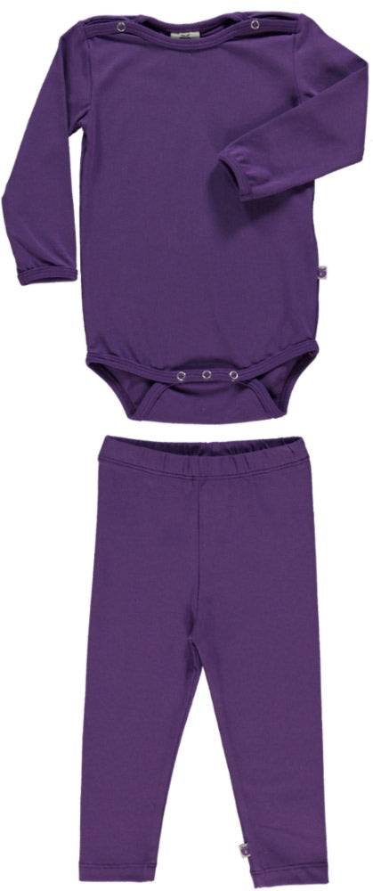 Sæt med langærmet babybody og leggings - Purple Heart / 98 cm