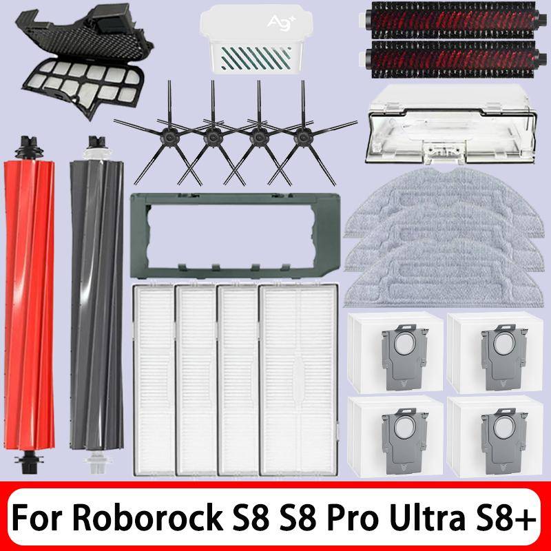 För Roborock S8 S8 Pro Ultra S8+ robotdammsugare mopp dammsugarpåsar Tillbehör Sidoborste Filter Utbytbara Reservdelar black