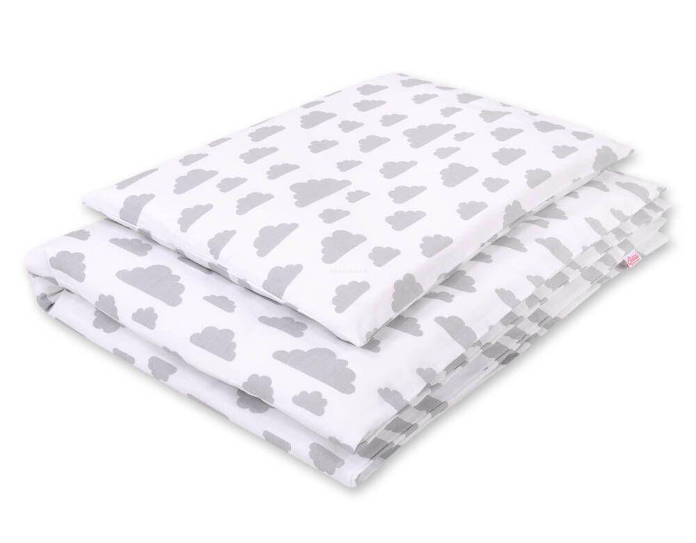 Children's 2-piece cotton bedding set, 135x100 cm, gray clouds