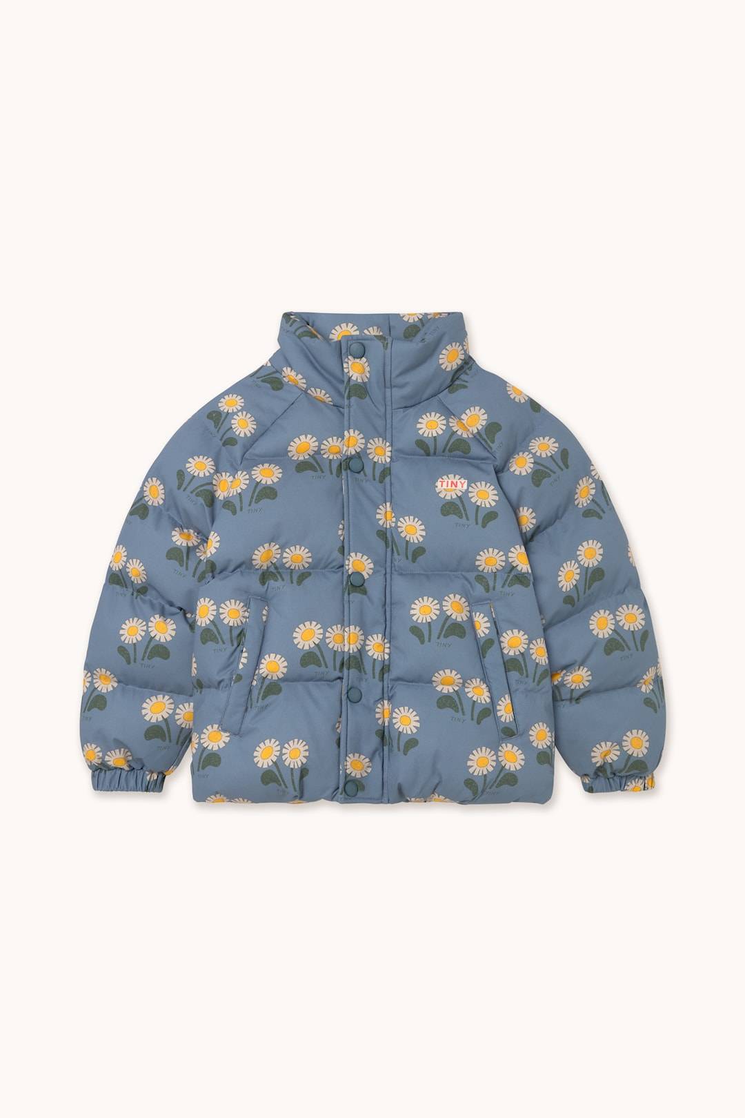 Tinycottons Winter Flowers Short Padded Jacket Stone-4y Blå 4 år Piger