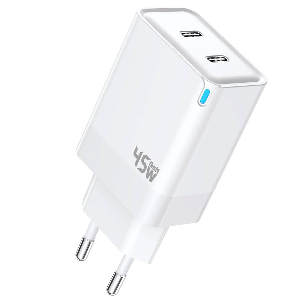 SiGN Dual USB-C PD GaN Laddare 45W Vit