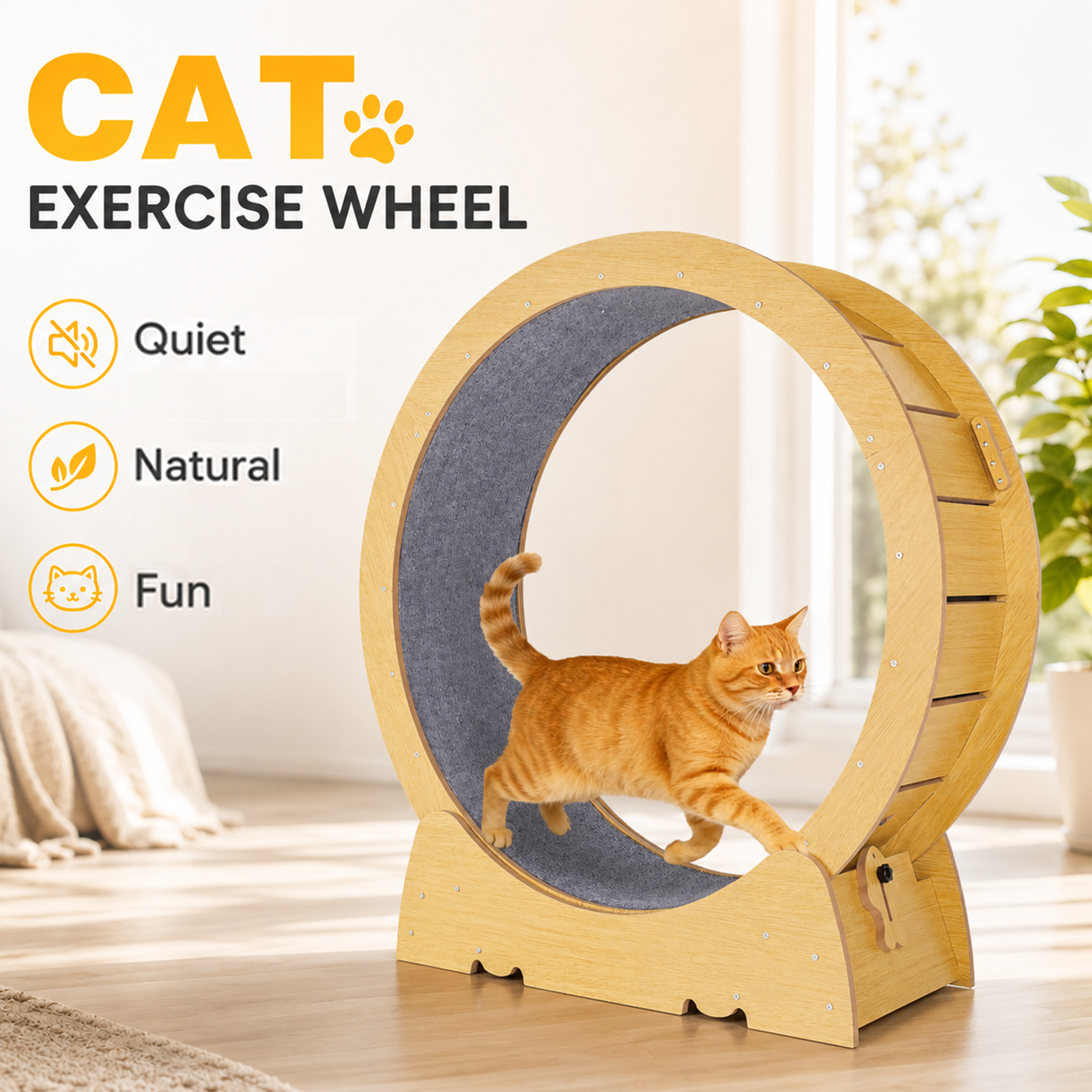Large Cat Treadmill Exercise Wheel Silent Running Wheel for Indoor Cats Stable Pet Fitness Trainer with Non Slip Carpet Track for Cats  Activity Training