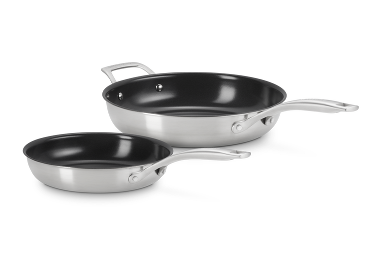 Sæt m/ 2 stegepander Essential 3-ply rustfrit stål
