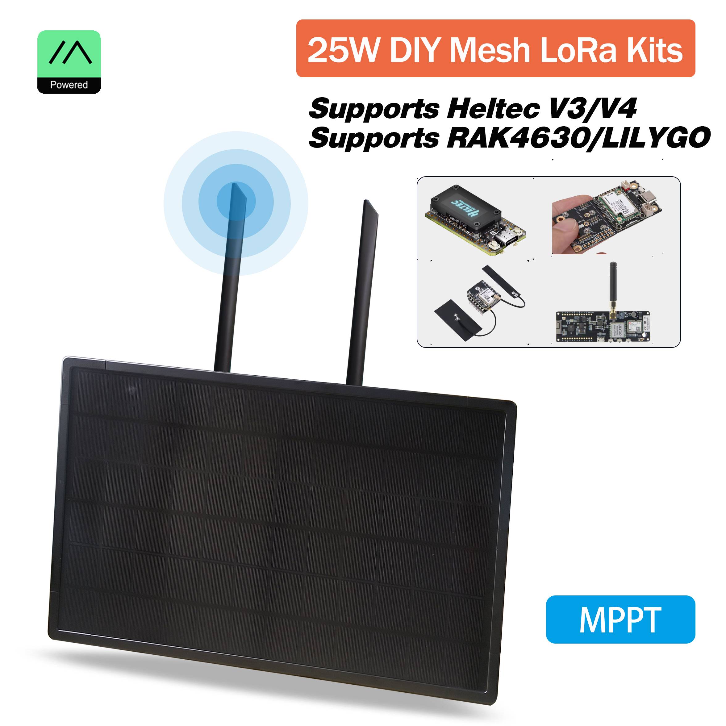25W MPPT Solar Panel 868 915Mhz Battery Outdoor Waterproof Heltec V3 LoRa Meshtastic For RAK4630 LILYGO ESP32 Arduino LoRa IoT