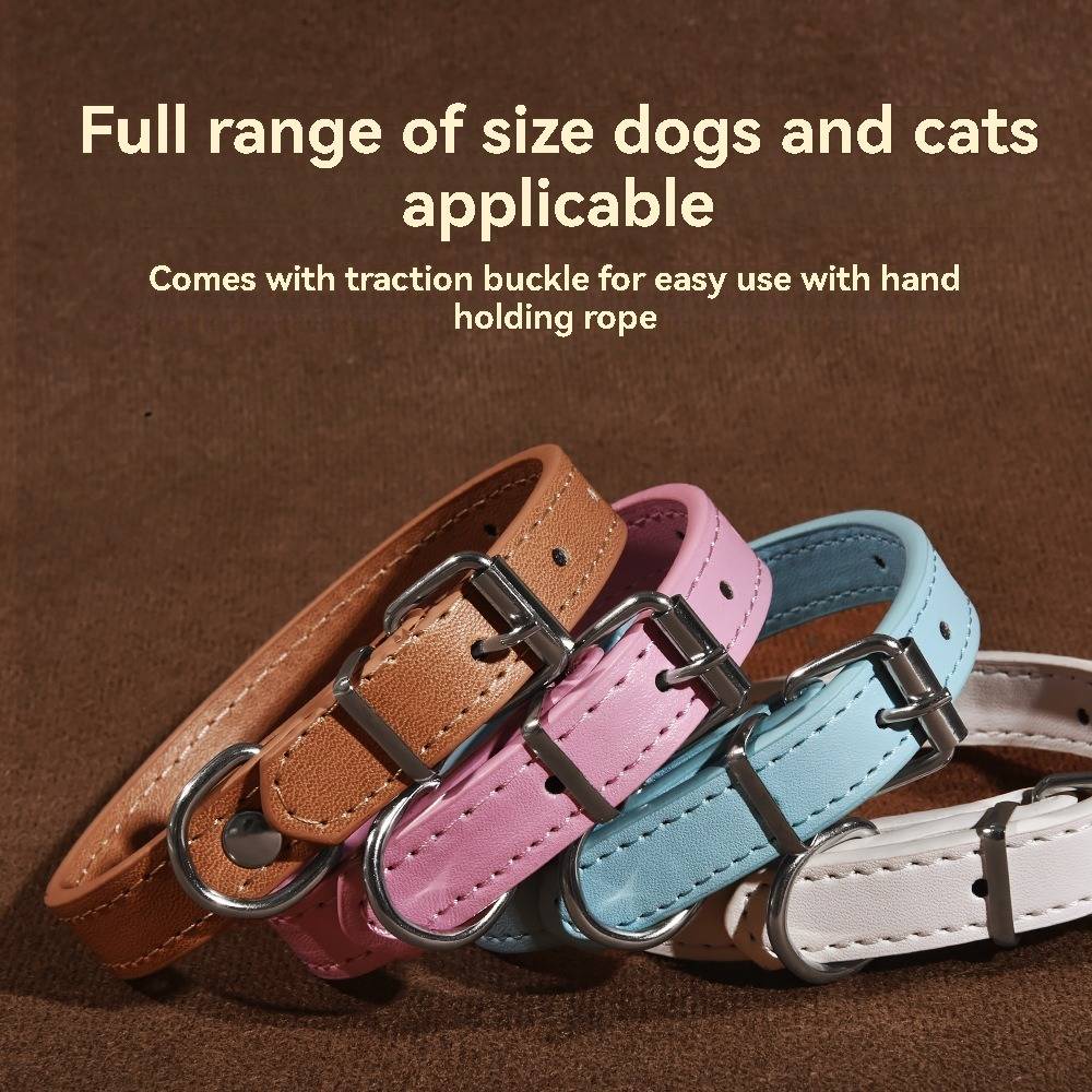 Soft Leather Solid Dog Collar Adjustable Puppy Neck Strap Safe Collars for Small Medium Big Dog Kitten Necklace Cat Home Collars