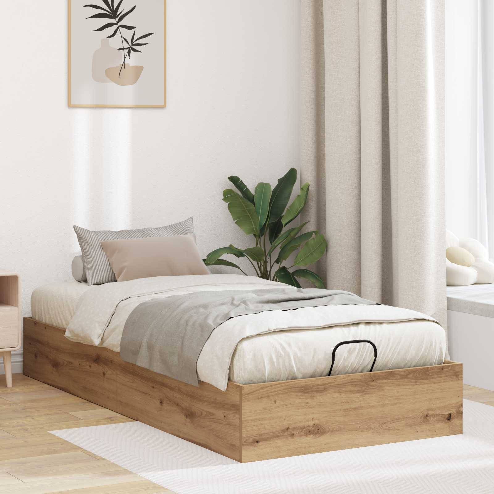vidaXL Ottoman Sängram Artisan Ek 100 x 200 cm Konstruerat trä