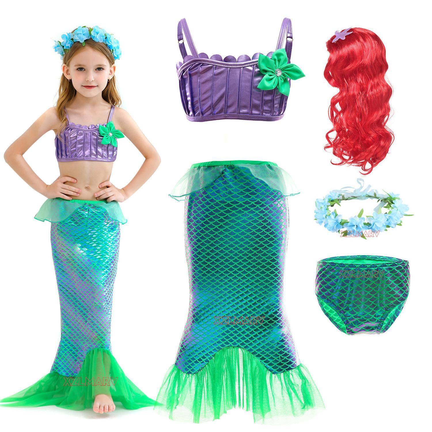 Sjöjungfrudräkt för flicka Ariel Bal Prinsesskostymer Cosplayklänning för barn Flickor Födelsedagskalas Utklädningsklänning Halloweenkläder cm