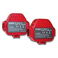 vhbw 2 x Ni-MH-batteri 3 000 mAh (12 V) för verktyg 6270DWAE, 6270DWPE, 6271D, 6271DWPE, 6313D som Makita 1220, 1222, 1233, 1234, 1235.