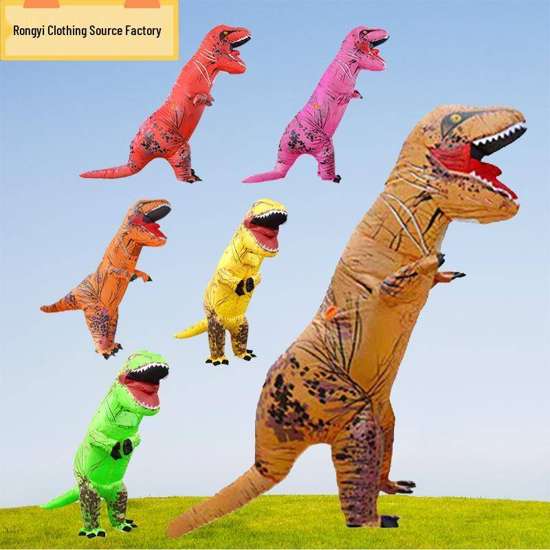 Halloween uppblåsbar T-Rex-dräkt för barn, för fester och maskerader 120-150cm