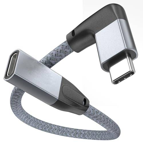 Rätvinkel USB C Förlängningskabel 0,2M, UseBean 90 Degree USB C 3.2 Gen 2 20Gbit/s Hane till Hona typ C 4K Video Förlängningssladd, för USBC Dock, MacBook Pro/Air, iPad Pro, Nintendo Switch