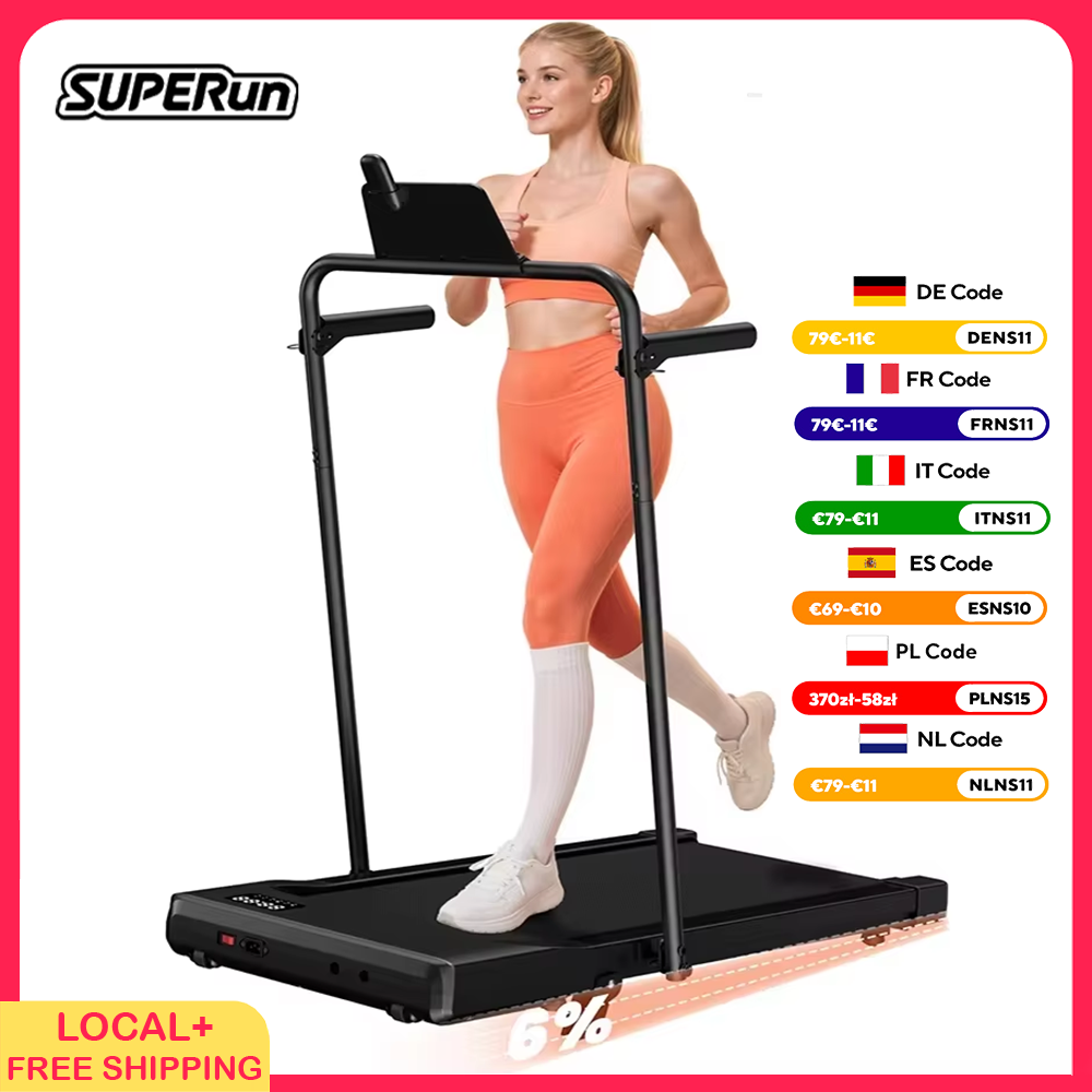 Superun Foldable 2-in-1 Treadmill with 6% Incline Walking Pad, 300LBS Capacity, Under-Desk Treadmill for Home Office, with App & Remote Control Running/Jogging Machine