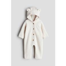 Creme Heldragt i fleece med hætte - Size: 68 (4-6M) - H&M