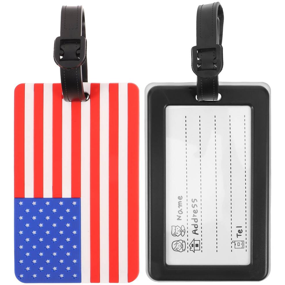 2 stk. kuffertmærke kufferthængende etiket bagage-ID-etiket amerikansk flag rejsebagageetiket navneskilt