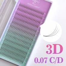 SONG LASHES 3D Skarp Tunn Spetsig Bas Färdiga Fläktar Ögonfransförlängningar Sminkverktyg För Salong Skönhet C D Böjda Franskluster, Ögonfranskluster, - Svart
