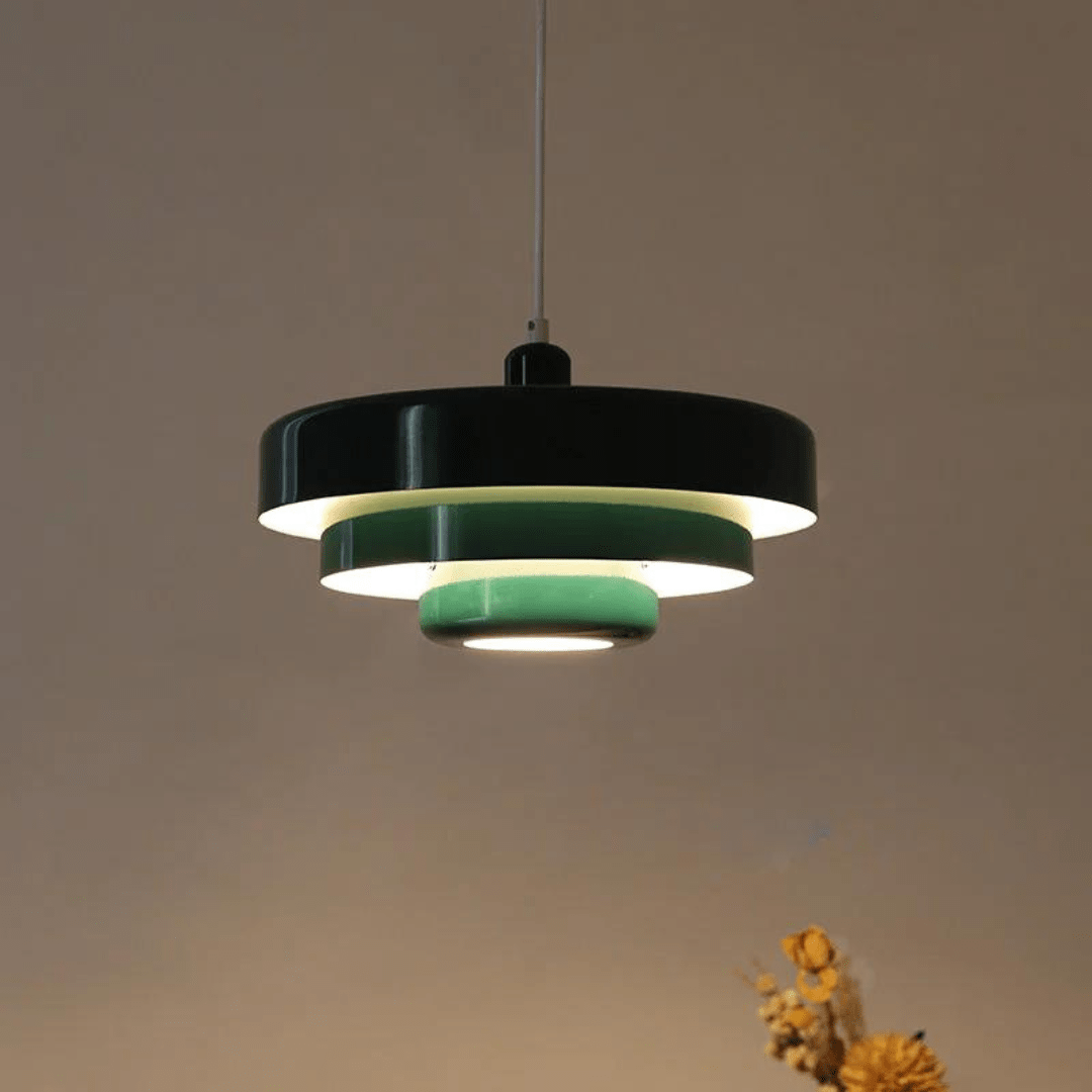 VintageAura Bauhaus LED Hänglampa – Tidlös Lyxbelysning - Grön / Varm vit