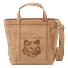 Maison Kitsuné, Tasker , Dame, Beige, ONE SIZE, Chic Fox Head Tote Bag