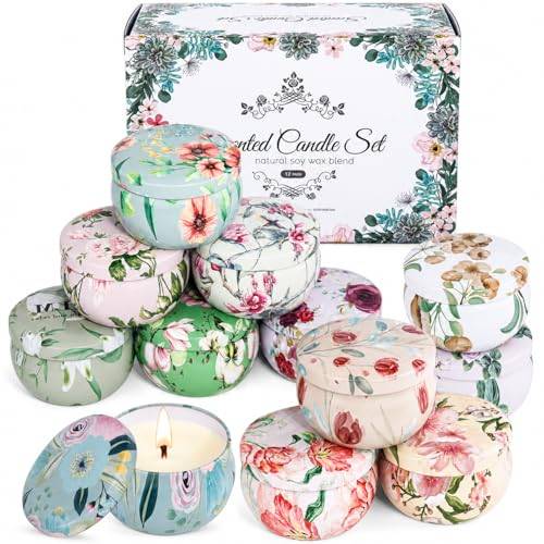 Presentset för kvinnor, doftljus i en uppsättning om 12 gåva till fru/mamma/flickvän, sojaljus för hemmet, alla hjärtans dag, födelsedag, mors dag
