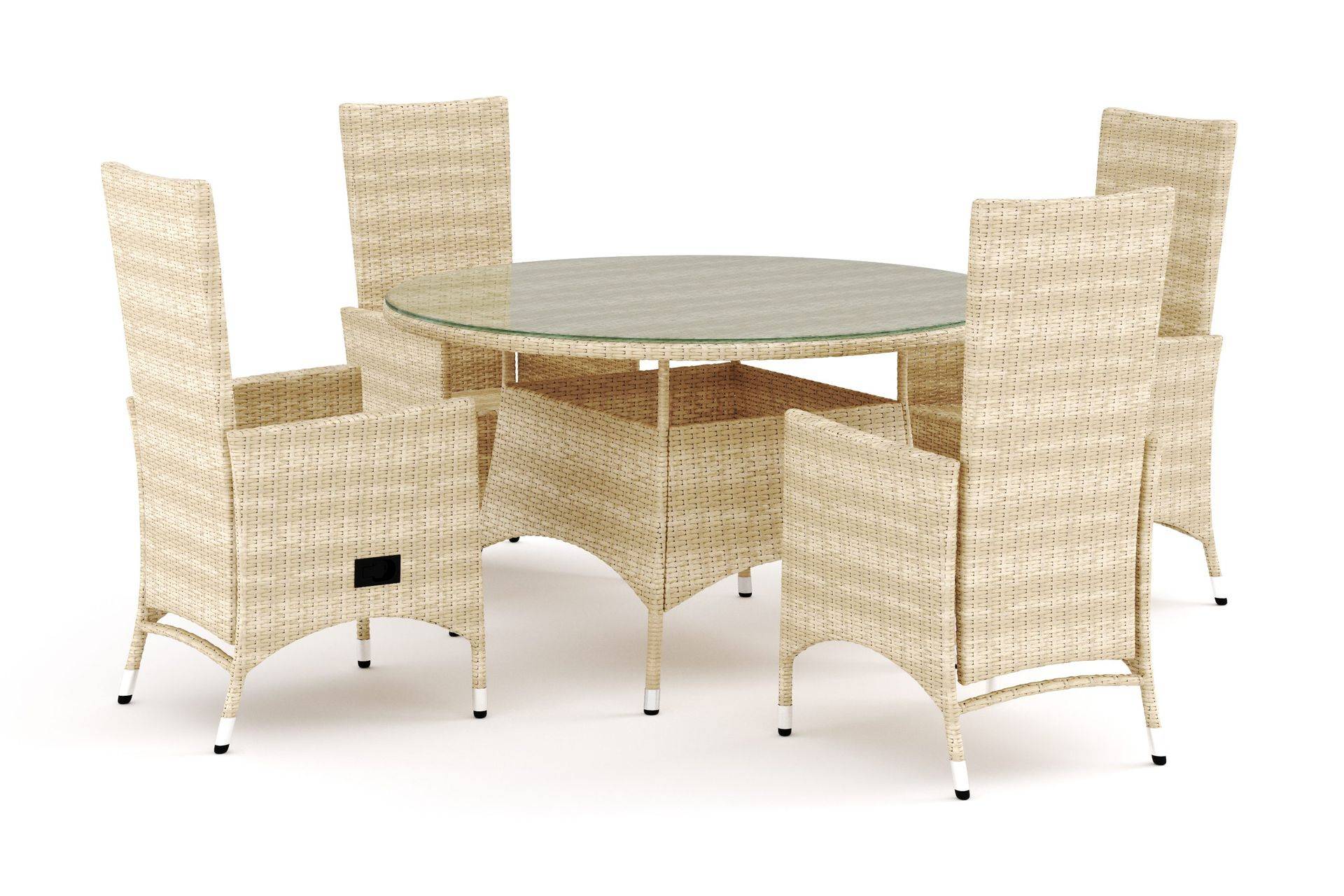 Thor utomhus rund matgrupp 140 cm med 4 Jenny matstolar - Beige Matgrupp Comfort Garden