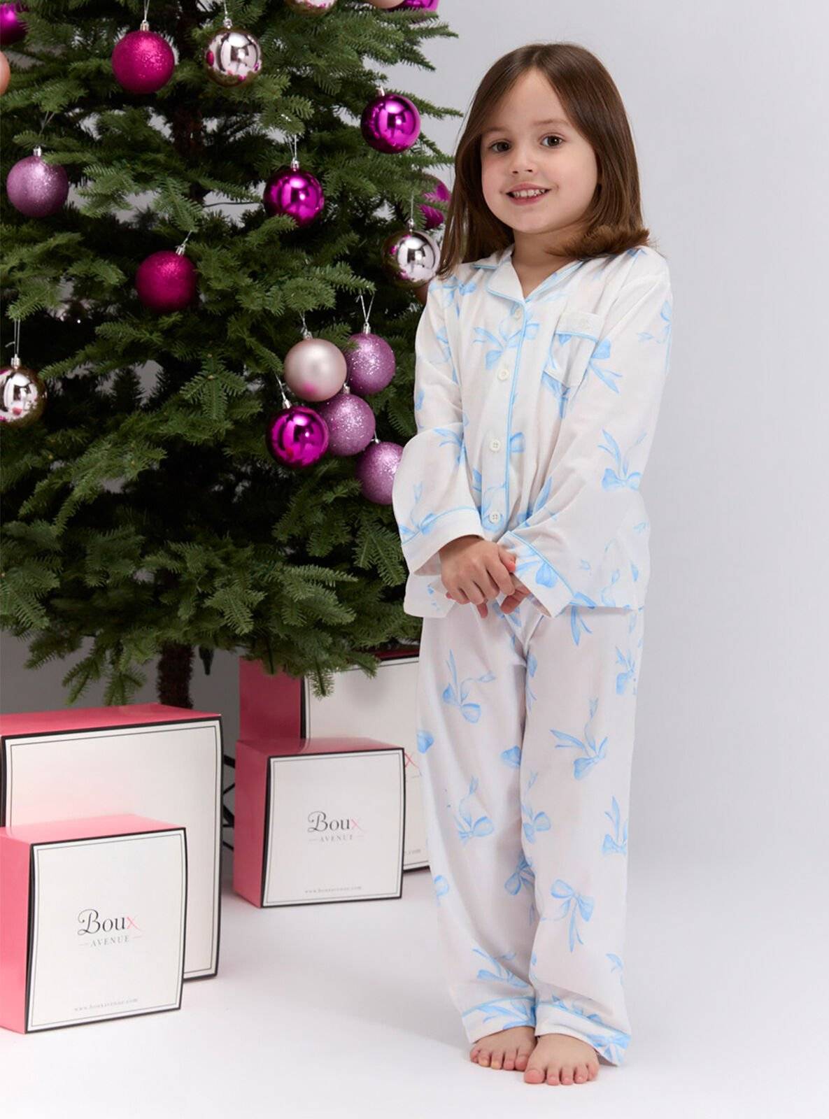 Boux Avenue Kids' bow print pyjamas in a bag - Ivory Mix - 3-4