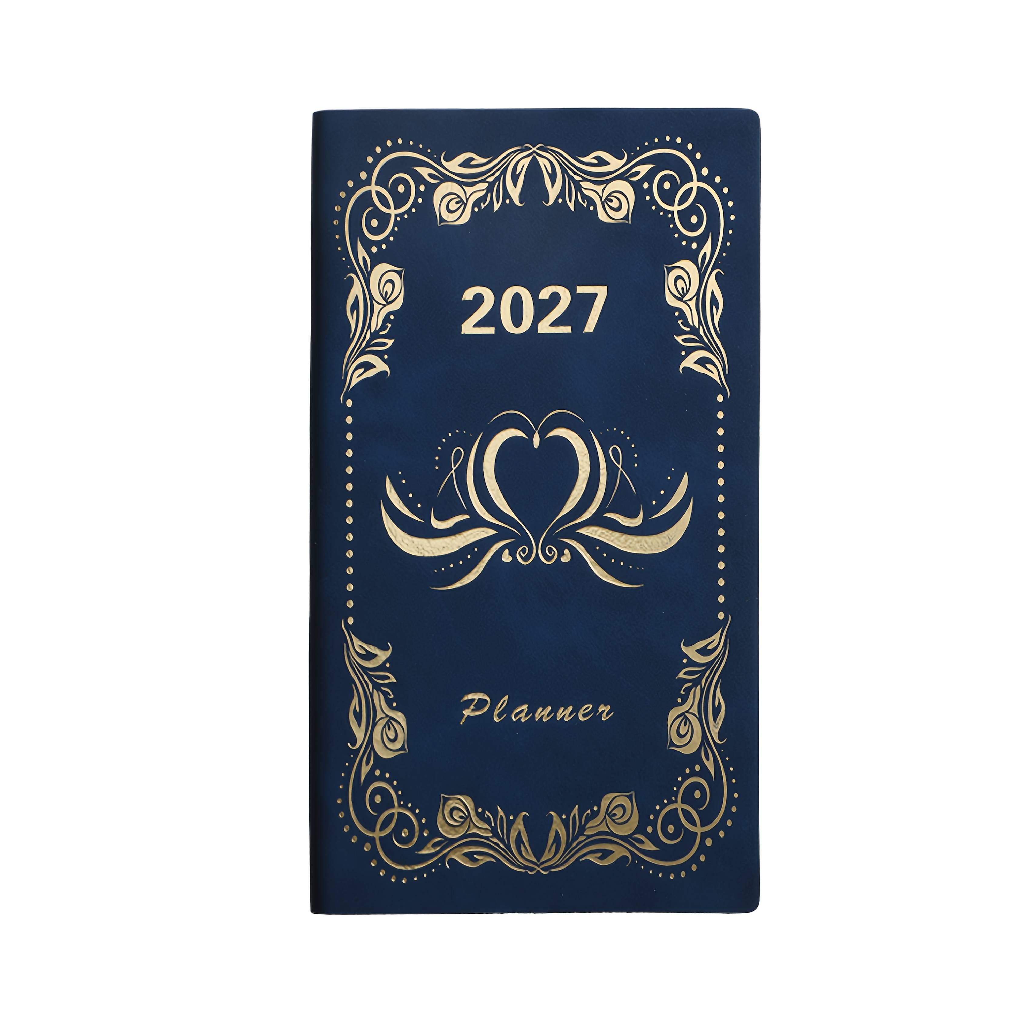 Single Volume 2027 & Monthly Planner, 3.94×6.89 Inches, Pu Leather With Stamping, Portable Daily Schedule Planner