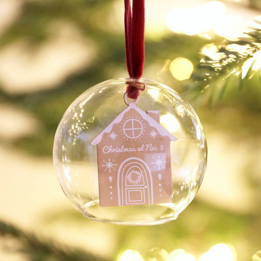 Personalised Gingerbread House Christmas Dome Bauble - clear/brown - one size