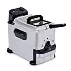 Tefal Oleoclean Compact Elektrische Fritteuse, 2 L Öl-Kapazität, Fritteuse mit Ölfiltration, spülmaschinenfeste Teile, Sichtfenster, einstellbare Temperatur, schwarz, Edelstahl, FR7016