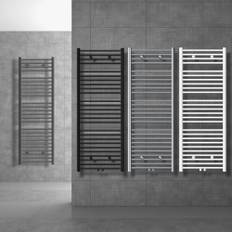 LuxeBath badrumsradiator Sahara 300 x 1400 mm antracit rak med centrumanslutning inkl. anslutningssats med termostat Universell hörn- och genomgående form, radiator handdukstork handdukstork