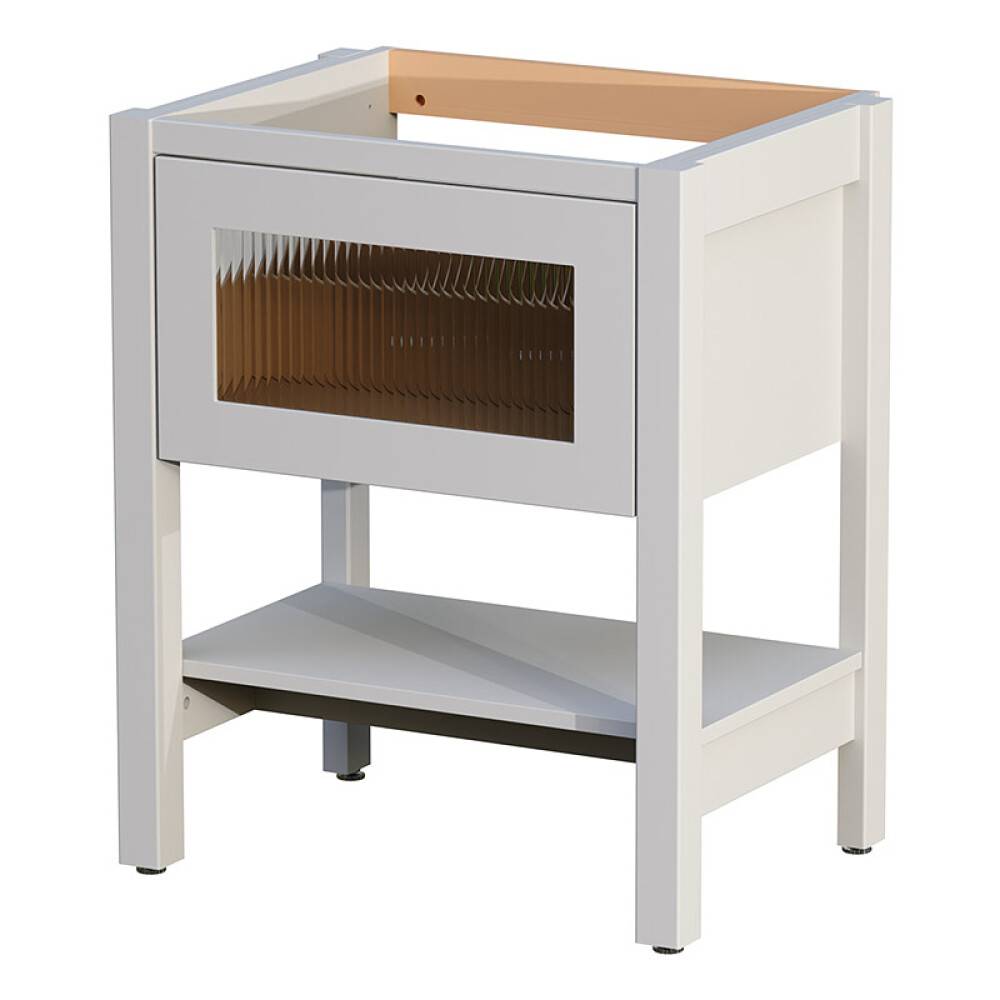 TVÄTTSTÄLLSSKÅP CAMARGUE FORS LÅG LÅDA + HYLLA 60CM LINJEGLAS LJUSGRÅ