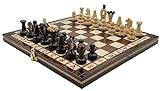 SZACHY-SZAFRANIEC – Schackspel – kungligt schack – vikbart schackbräde | 31 x 31 cm | av trä och 32 schackpjäser – Chess Set