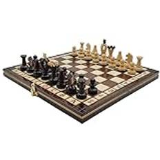 SZACHY-SZAFRANIEC – Schackspel – kungligt schack – vikbart schackbräde | 31 x 31 cm | av trä och 32 schackpjäser – Chess Set