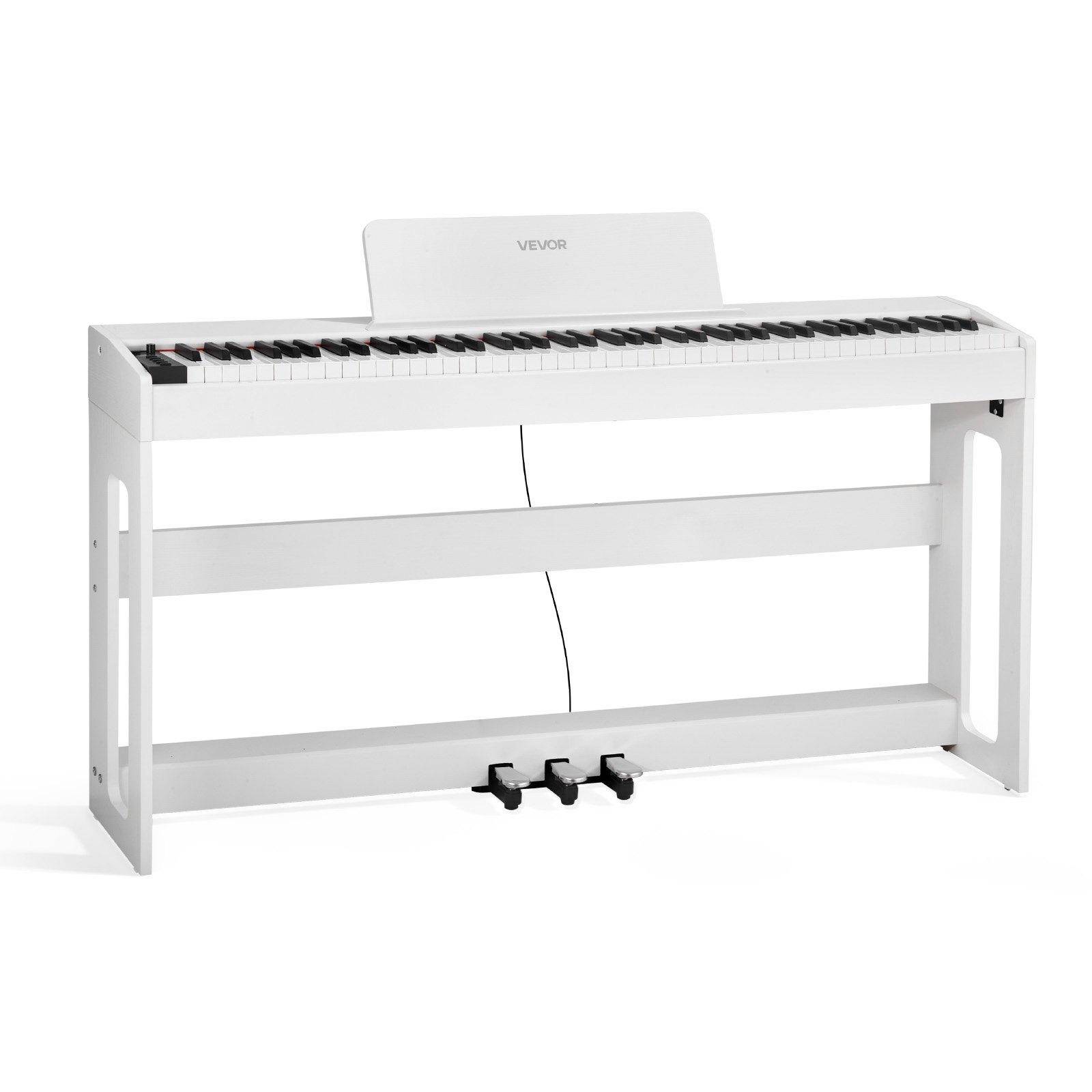 VEVOR Weighted Digital Piano, 88 Keys Fully Weighted, Electric Piano Keyboard with Furniture Stand, Power Adapter, Triple Pedal, Record Function