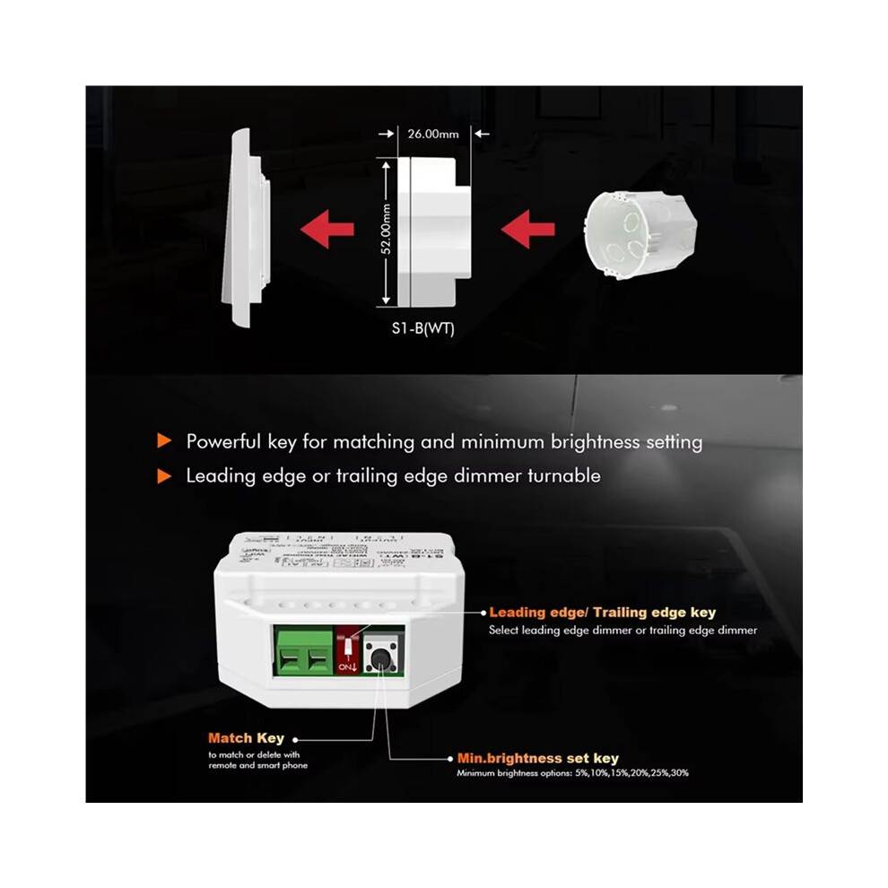 2X S1-B Tuya Zigbee RF AC Triac Dimmer LED Controller Push Control 110V 220V 230V for Alexa Assistant