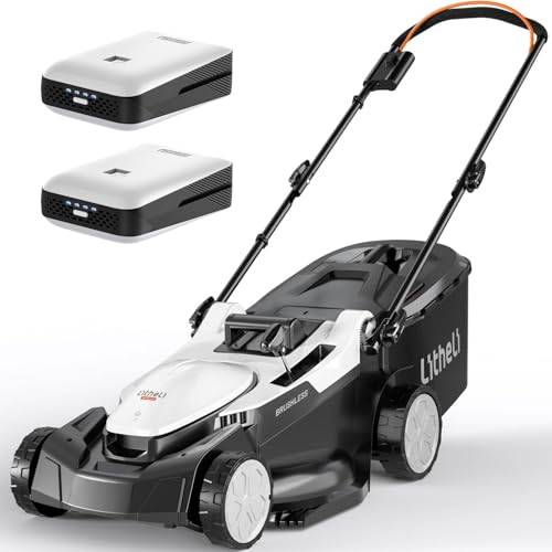 Litheli Akku Rasenmäher 43cm, 2 x 20V 4,0 Ah Akkus, bis 500 m², 40L Fangkorb, 25-75 mm Schnitthöhe
