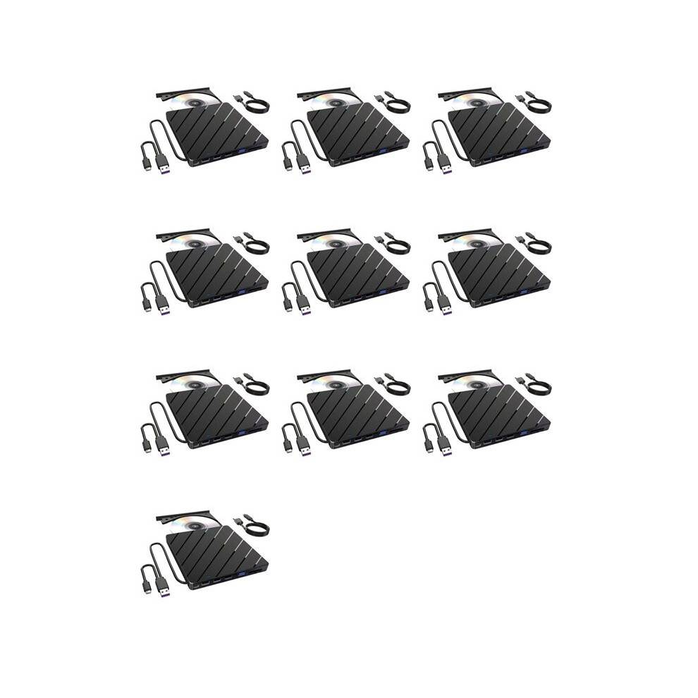 10X Extern CD/DVD-Enhet för Bärbar Dator, 7 i 1 USB Ultra-Slim Bärbar CD/DVD-Spelare Brännare, Burner Writer Extern Disk Drive